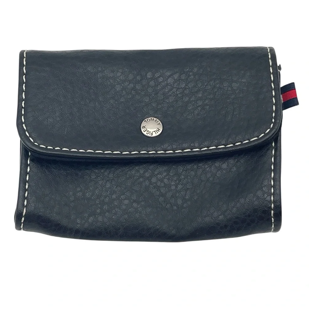 Tommy Hilfiger Black Pebbled Leather Wallet Coin Purse - Picture 1 of 8